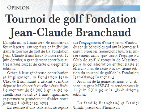 Tournois de Golf 2013